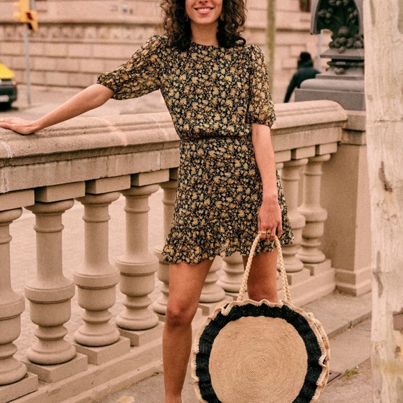 Sezane Black Floral Mini Dress - Picture 6 of 7